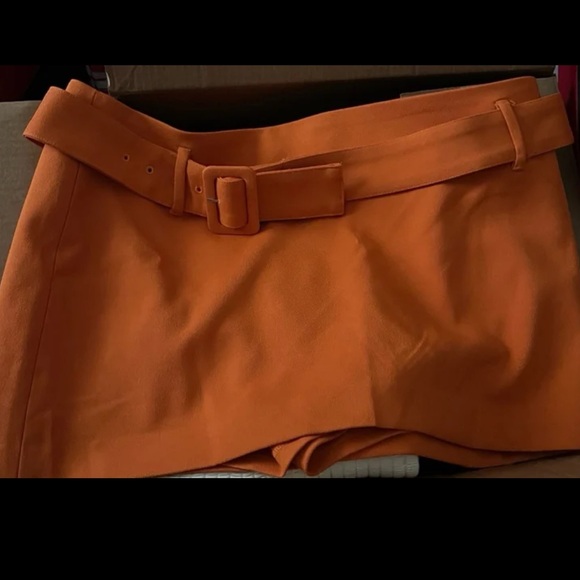 Orange Express Low Rise Twill Belted Mini Skort - Picture 3 of 3